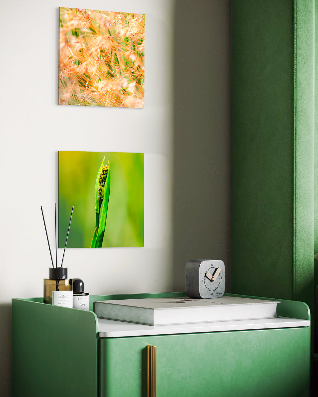 Late Summer: Kangaroo Grass and Velvet Tussock Grass Small Square Print