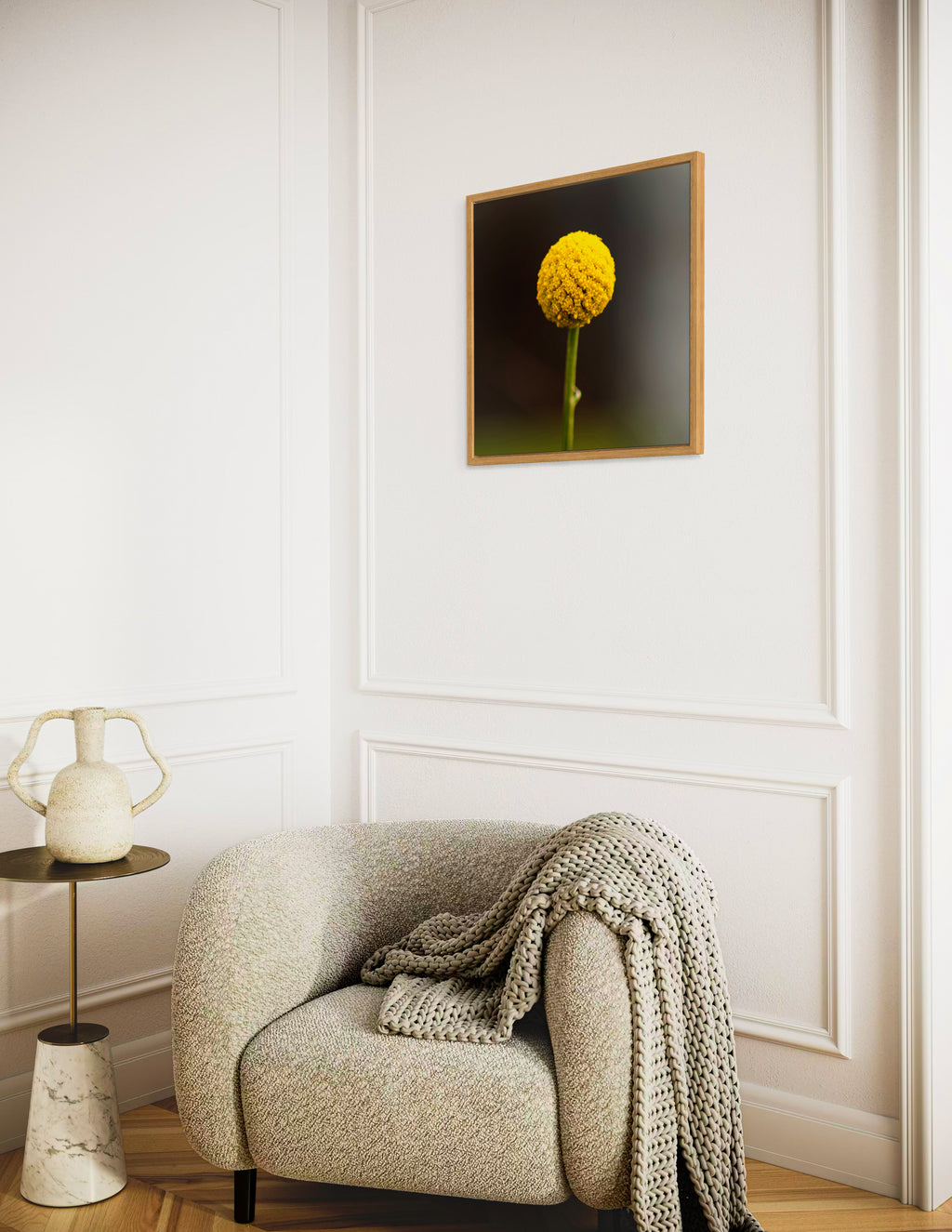 True Spring: Common Billy Button Large Square Print