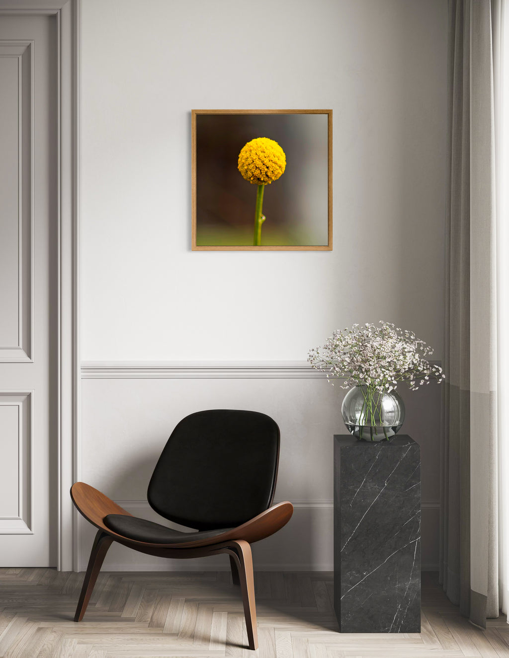 True Spring: Common Billy Button Large Square Print