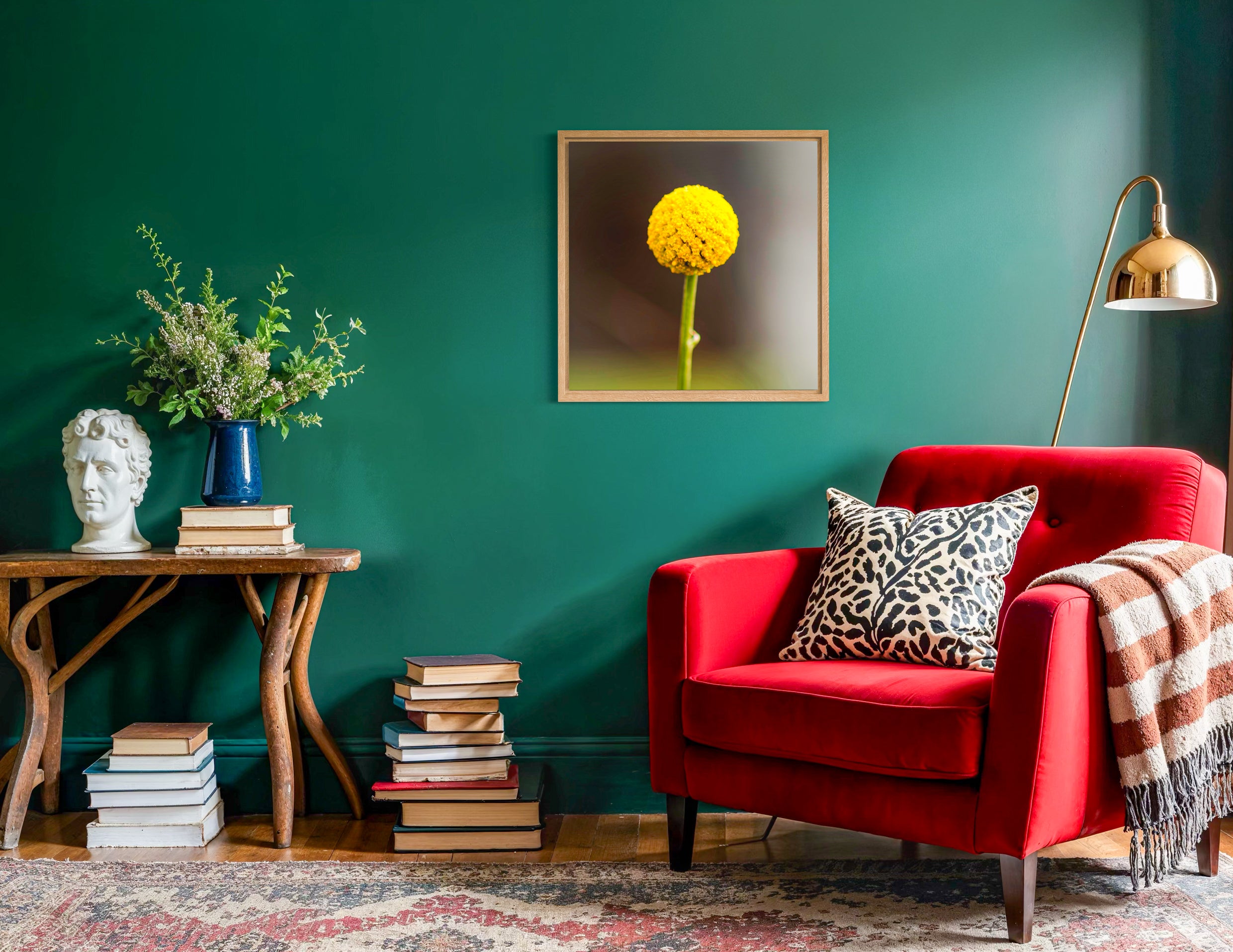 True Spring: Common Billy Button Large Square Print