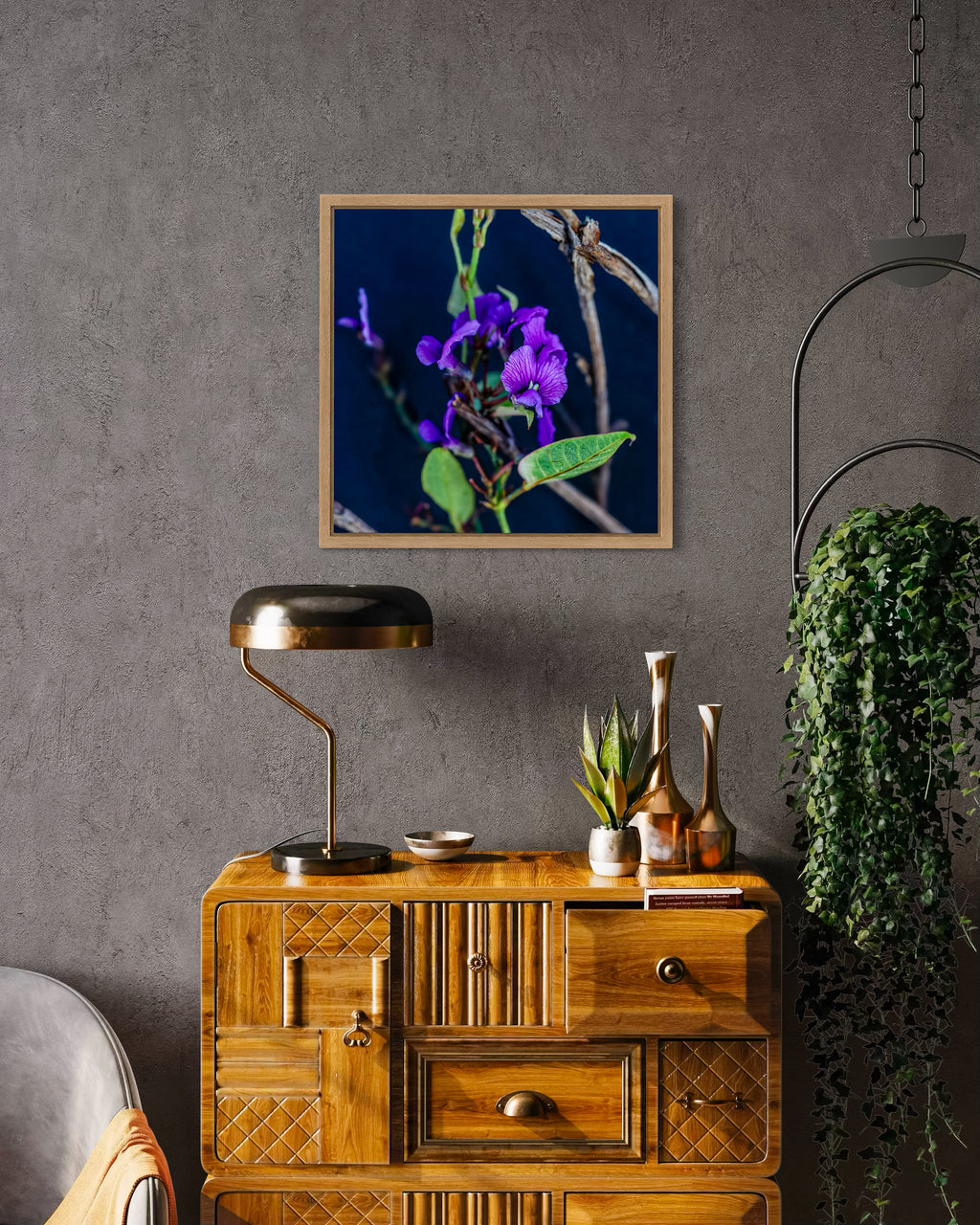 True Spring: Creeping Hovea Medium Square Print